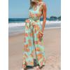 CUPSHE Women One Shoulder Summer Jumpsuit with Pocket Elastic Waist Tie Overall Wide Leg Casual Beach Holiday Romper(Tropical Mint)