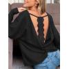 CUPSHE Women Open Back Long Sleeve Tops Trendy Going Out Casual Basic Shirts(Black)