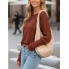 CUPSHE Women Open Back Long Sleeve Tops Trendy Going Out Casual Basic Shirts(Brown)