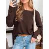 CUPSHE Women Open Back Long Sleeve Tops Trendy Going Out Casual Basic Shirts(Coffee)