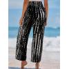 CUPSHE Women Pants Abstract Smocked Waist Long Pant Wide Leg Pant Casual(Black)