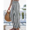 CUPSHE Women Pants Abstract Smocked Waist Long Pant Wide Leg Pant Casual(Black Stripes)