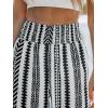 CUPSHE Women Pants Abstract Smocked Waist Long Pant Wide Leg Pant Casual(Black Stripes)