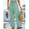 CUPSHE Women Pants Abstract Smocked Waist Long Pant Wide Leg Pant Casual(Green)