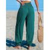 CUPSHE Women Pants Smocked Pockets Waist Wide Leg Ruffle Loose Fit Pant Casual Beach Green M