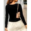 CUPSHE Women Ribbed Long Sleeve Tops Trendy Going Out Fitted Basic Shirts(Black)