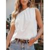 CUPSHE Women Ruffle Trim Tank Tops Casual Asymmetrical Sleeveless Going Out Top Relaxed Off Shoulder Vacation Outfits(White)