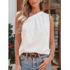 CUPSHE Women Ruffle Trim Tank Tops Casual Asymmetrical Sleeveless Going Out Top Relaxed Off Shoulder Vacation Outfits(White)