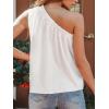 CUPSHE Women Ruffle Trim Tank Tops Casual Asymmetrical Sleeveless Going Out Top Relaxed Off Shoulder Vacation Outfits(White)
