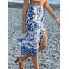 CUPSHE Women Sarong Swimsuit Cover Ups Side Tie Midi Beach Bathing Suit Coverups(Blue Floral)