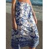 CUPSHE Women Sarong Swimsuit Cover Ups Side Tie Midi Beach Bathing Suit Coverups(Blue Floral)