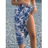 CUPSHE Women Sarong Swimsuit Cover Ups Side Tie Midi Beach Bathing Suit Coverups(Blue Floral)
