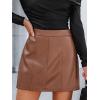CUPSHE Women Skirts Women Faux Leather High Waist Mini Skirt Bodycon Wrap Notched Hem Casua Party(Brown)