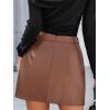 CUPSHE Women Skirts Women Faux Leather High Waist Mini Skirt Bodycon Wrap Notched Hem Casua Party(Brown)