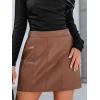 CUPSHE Women Skirts Women Faux Leather High Waist Mini Skirt Bodycon Wrap Notched Hem Casua Party(Brown)