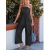 CUPSHE Women Summer Jumpsuit with Pocket Square Neck Spaghetti Strap Smocked Bodice Backless Overall Wide Leg Casual Romper(Black)