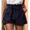 CUPSHE Women Summer Shorts with Pockets Bowknot Tie Waist Wide Leg Short High Waisted Casual Beach Vacation Outfits(Navy Blue)
