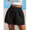 CUPSHE Women Swim Cover Up Shorts 100% Cotton Casual Beach Shorts with Side Pockets(Black)