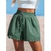 CUPSHE Women Swim Cover Up Shorts 100% Cotton Casual Beach Shorts with Side Pockets(Dark Green)