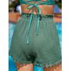 CUPSHE Women Swim Cover Up Shorts 100% Cotton Casual Beach Shorts with Side Pockets(Dark Green)
