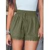 CUPSHE Women Swim Cover Up Shorts 100% Cotton Casual Beach Shorts with Side Pockets(Dark Grey Green)