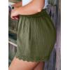 CUPSHE Women Swim Cover Up Shorts 100% Cotton Casual Beach Shorts with Side Pockets(Dark Grey Green)