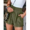 CUPSHE Women Swim Cover Up Shorts 100% Cotton Casual Beach Shorts with Side Pockets(Dark Grey Green)