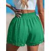 CUPSHE Women Swim Cover Up Shorts 100% Cotton Casual Beach Shorts with Side Pockets(Green)