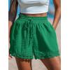CUPSHE Women Swim Cover Up Shorts 100% Cotton Casual Beach Shorts with Side Pockets(Green)