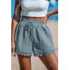 CUPSHE Women Swim Cover Up Shorts 100% Cotton Casual Beach Shorts with Side Pockets(Light Blue)