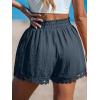 CUPSHE Women Swim Cover Up Shorts 100% Cotton Casual Beach Shorts with Side Pockets(Navy)