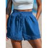 CUPSHE Women Swim Cover Up Shorts 100% Cotton Casual Beach Shorts with Side Pockets(Royal Blue)