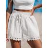 CUPSHE Women Swim Cover Up Shorts 100% Cotton Casual Beach Shorts with Side Pockets(White)