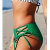 CUPSHE Women Swimsuit Bikini Bottom String Cheeky Side Tie Low Rise Bathing Suit(Cadmium Green)
