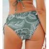 CUPSHE Women Swimsuit Bikini Bottom String Cheeky Side Tie Low Rise Bathing Suit(Dark Green/Floral)