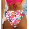 CUPSHE Women Swimsuit Bikini Bottom String Cheeky Side Tie Low Rise Bathing Suit(Pink Floral)