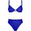 CUPSHE Women Swimsuit Bikini Set High Waisted Push Up Cheeky Drawstring Two Piece Bathing Suit(Azure Blue)