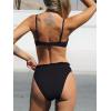 CUPSHE Women Swimsuit Bikini Set High Waisted Push Up Cheeky Drawstring Two Piece Bathing Suit(Black)