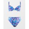 CUPSHE Women Swimsuit Bikini Set High Waisted Push Up Cheeky Drawstring Two Piece Bathing Suit(Cornflower)