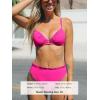 CUPSHE Women Swimsuit Bikini Set High Waisted Push Up Cheeky Drawstring Two Piece Bathing Suit(Hot Pink)
