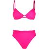 CUPSHE Women Swimsuit Bikini Set High Waisted Push Up Cheeky Drawstring Two Piece Bathing Suit(Hot Pink)