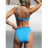 CUPSHE Women Swimsuit Bikini Set High Waisted Push Up Cheeky Drawstring Two Piece Bathing Suit(Sky Blue)