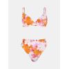 CUPSHE Women Swimsuit Bikini Set High Waisted Push Up Cheeky Drawstring Two Piece Bathing Suit(White/Orange)