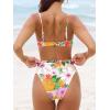 CUPSHE Women Swimsuit Bikini Set High Waisted Push Up Cheeky Drawstring Two Piece Bathing Suit(White/Yellow Floral)