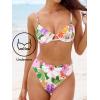 CUPSHE Women Swimsuit Bikini Set High Waisted Push Up Cheeky Drawstring Two Piece Bathing Suit(White/Yellow Floral)