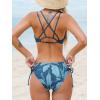 CUPSHE Women Swimsuit Bikini Set Two Piece Bathing Suit Criss Cross Back Strappy Side with Double Spaghetti Straps(Aegean Blue)