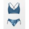 CUPSHE Women Swimsuit Bikini Set Two Piece Bathing Suit Criss Cross Back Strappy Side with Double Spaghetti Straps(Aegean Blue)