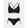CUPSHE Women Swimsuit Bikini Set Two Piece Bathing Suit Criss Cross Back Strappy Side with Double Spaghetti Straps(Black)