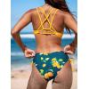 CUPSHE Women Swimsuit Bikini Set Two Piece Bathing Suit Criss Cross Back Strappy Side with Double Spaghetti Straps(Lemon Yellow/Lemon)