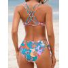 CUPSHE Women Swimsuit Bikini Set Two Piece Bathing Suit Criss Cross Back Strappy Side with Double Spaghetti Straps(Multi Color/Paisley)